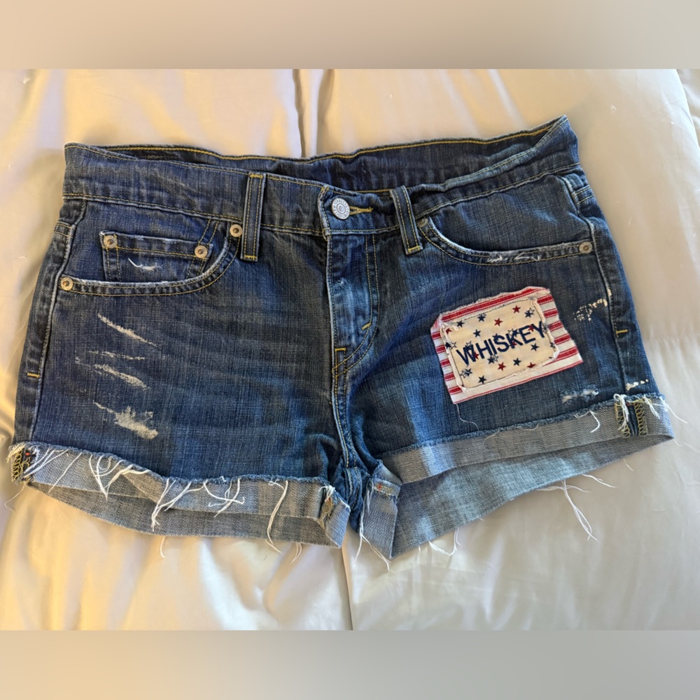 Levi Strauss & CO Cutoff Shorts with Whiskey Patches - Denim- Size 1